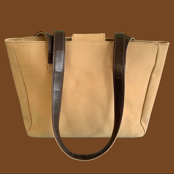 LAUREN RALPH LAUREN CANVAS TOTE BAG WITH LEATHER HANDLES - TAN - Picture 2 of 5